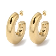 304 Stainless Steel Donut Stud Earrings, Half Hoop Earrings, Real 18K Gold Plated, 42x11.8mm(EJEW-Z026-08G)
