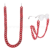 Eyeglasses Chains, Neck Strap for Eyeglasses, with Acrylic Curb Chains, 304 Stainless Steel Lobster Claw Clasps and  Rubber Loop Ends, Dark Red, 30.7 inch(78cm)(AJEW-GF0001-81B)