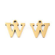 201 Stainless Steel Charms, Alphabet, Letter.W, 9x9x1mm, Hole: 1mm(STAS-N091-176W-LG)