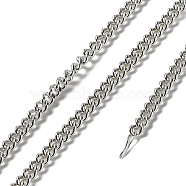 Rhodium Plated 925 Sterling Silver Faceted Curb Chains, Soldered, Platinum, link: 3x2x1mm(STER-F052-18P)