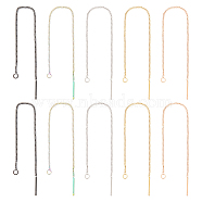 10 Pairs 5 Colors 304 Stainless Steel Stud Earring Finding, with Hole, Ear Thread, Mixed Color, 109x1x0.4mm, Hole: 1.7mm, Pin: 0.7mm, 2 Pairs/color(FIND-DC0002-28)