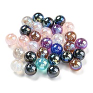 Iridescent Acrylic Glitter Beads, Round, Mixed Color, 12x11.5mm, Hole: 1.8mm(MACR-F078-07C)