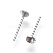304 Stainless Steel Post Stud Earring Settings, for Pointed Back Xilion Rivoli Rhinestone, Stainless Steel Color, Fit For: 3mm Rhinestone, 13.5x4mm, Pin: 0.6mm(STAS-E446-01B-P)
