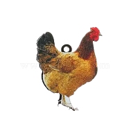 Cute Simulation Animal Opaque  Acrylic Pendants, Rooster, 29x21.5x3mm, Hole: 1.5mm, 10pcs/bag(SACR-P017-01B)