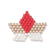 Handmade MIYUKI Japanese Seed Beads, Loom Pattern, Star, Red, 16.5x20x2mm(PALLOY-MZ00016-02)