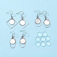 DIY Geometry Dangle Earrings Making Kit, Including Oval & Rhombus & Teardrop 304 Stainless Steel Earring Hooks, Glass Cabochons, Stainless Steel Color, 14Pcs/bag(DIY-FS0002-82)