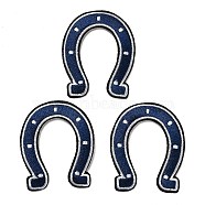 Horseshoe Embroidery Style Cloth Iron on/Sew on Patches, Appliques, Badges, for Clothes, Dress, Hat, Jeans, DIY Decorations, Prussian Blue, 70x57x1.5mm(PATC-XCP0001-02)