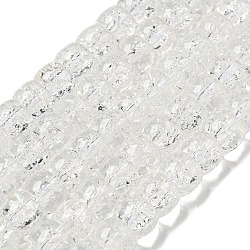 Transparent Spray Painting Crackle Glass Beads Strands, Column, Clear, 8x6mm, Hole: 1.2mm, about 65pcs/strand, 15.55''(39.5cm)(GLAA-NH0001-05K)