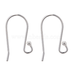 925 Sterling Silver Earring Hooks, Silver, 10~14x12~15mm, Hole: 1.5mm, 21 Gauge, Pin: 0.7mm(STER-G011-20)