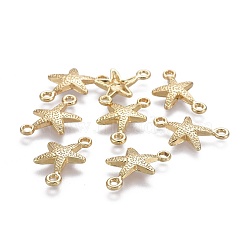 Alloy Links connectors, Ocean Theme, Lead Free & Nickel Free & Cadmium Free, Starfish/Sea Stars, Real 14K Gold Plated, 11.5x19.5x2mm, Hole: 1.5mm(TIBE-A008-014G-NR)