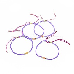 Adjustable Natural Yellow Aventurine Braided Bead Bracelets, with Nylon Cord and Seed Beads/Heishi Beads, 4.3~7.95cm, 1.5mm(BJEW-F391-A17)