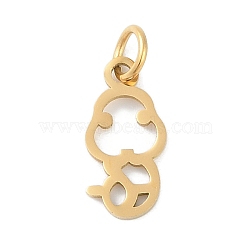 304 Stainless Steel Pendants, Twelve Chinese Zodiac Charms, with Jump Ring, Snake, 14.5x7.5x0.9mm, Hole: 3.1mm(STAS-L279-001G-06)