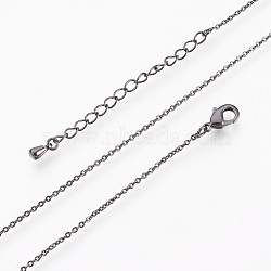 Brass Cable Chain Necklaces Making, with Lobster Claw Clasp, Gunmetal, 17.51 inch(44.5cm)(MAK-P011-01B)