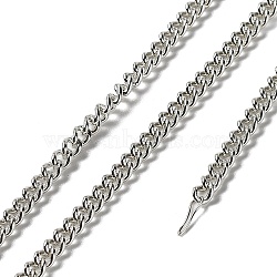 Anti-Tarnish Rhodium Plated 925 Sterling Silver Faceted Curb Chains, Soldered, Platinum, link: 3x2x1mm(STER-F052-18P)