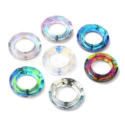 Electroplate Glass Linking Rings, Crystal Cosmic Ring, Prism Ring, Faceted, Round Ring, Mixed Color, 30x6.5mm, Inner Diameter: 17mm(GLAA-A008-04C)