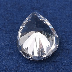 Teardrop-Shaped Cubic Zirconia Cabochons, Faceted & Point Back, Clear, 5x4x2.5mm(X1-ZIRC-TAC0004-02D)