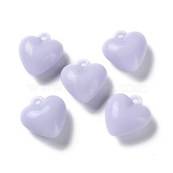 Opaque Acrylic Pendants, Heart Charms, Lavender, 18x16.5x8mm, Hole: 2mm(MACR-F079-05C)