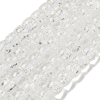 Transparent Spray Painting Crackle Glass Beads Strands, Column, Clear, 8x6mm, Hole: 1.2mm, about 65pcs/strand, 15.55''(39.5cm)