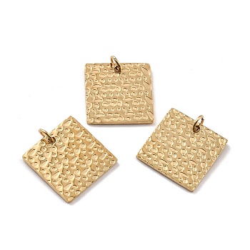 Ion Plating(IP) 316 Surgical Stainless Steel Charms, with Jump Ring, Square with Irregular Dot, Real 24K Gold Plated, 14x14x1mm, Hole: 2.8mm