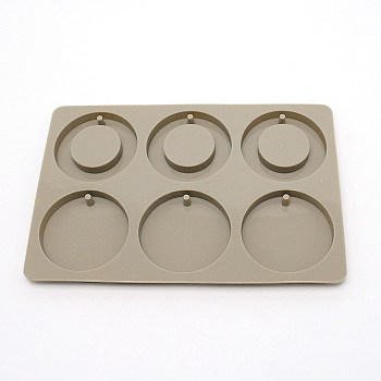 DIY Pendant Silicone Molds, for Resin Casting Molds, Clay Craft Mold Tools, Round Ring and Flat Round Pattern, Gray, 139x205x10mm, Hole: 4mm, Inner Diameter: 60mm