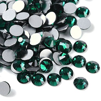 Glass Flat Back Rhinestone, Grade A, Back Plated, Faceted, Half Round, Emerald, 3.8~4mm, about 1440pcs/bag