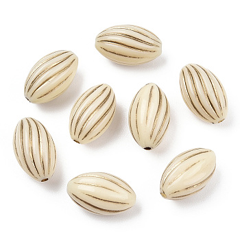 Oval Plating Acrylic Beads, Golden Metal Enlaced, Beige, 14.5x9mm, Hole: 1.5mm