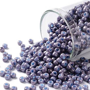 TOHO Round Seed Beads, Japanese Seed Beads, (1204) Opaque Light Blue Amethyst Marbled, 8/0, 3mm, Hole: 1mm, about 1110pcs/50g
