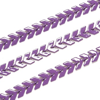 Spray Painted Brass Link Chains, Cobs Chains, Soldered, with Spool, Purple, 7x6x2mm, 32.8 Feet(10m)/roll