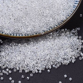 MIYUKI Delica Beads, Cylinder, Japanese Seed Beads, 11/0, (DB0050) Crystal Luster, 1.3x1.6mm, Hole: 0.8mm, about 10000pcs/bag, 50g/bag