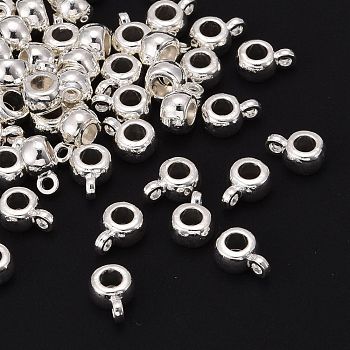Tibetan Style Tube Bails, Loop Bails, Bail Beads, Cadmium Free & Lead Free, Silver Color Plated, 9x5.8mm, Hole: 1.5mm