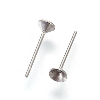 304 Stainless Steel Post Stud Earring Settings, for Pointed Back Xilion Rivoli Rhinestone, Stainless Steel Color, Fit For: 3mm Rhinestone, 13.5x4mm, Pin: 0.6mm