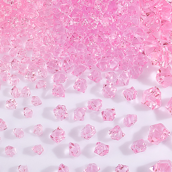 AHADERMAKER 375Pcs 3 Style Transparent Acrylic Beads, Imitation Ice, No Hole, Nuggets, Pearl Pink, 9~17x6~23x10~14.5mm