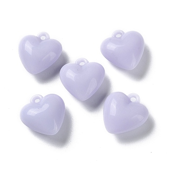 Opaque Acrylic Pendants, Heart Charms, Lavender, 18x16.5x8mm, Hole: 2mm