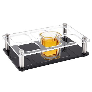 Glitter 6-Hole Acrylic Shot Glasses Holders, Square Beer Wine Glasses Organizer Rack for Family Party Bar Pub, Square Pattern, Finished Product: 190x124x52mm