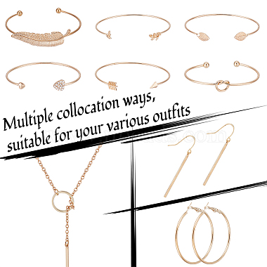 Alloy Rectangle Bar Pendant Dangle Earrings & Bangles & Lariat Necklace(SJEW-AN0001-16)-3