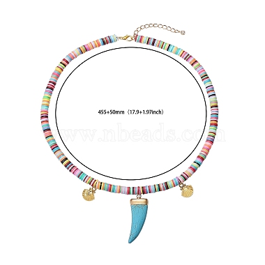 colliers à pendentif perles heishi en argile polymère fait à la main(X1-NJEW-JN02817)-7