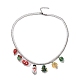 Glass Seed Beaded & 304 Stainless Steel Cable Chain Double Layer Necklace(NJEW-TA00074)-1