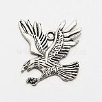 Eagle/Hawk Charm Tibetan Style Zinc Alloy Pendants, Antique Silver, 35x32x1.5mm, Hole: 2.5mm(PALLOY-N0110-06AS)