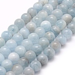Natural Aquamarine Beads Strands, Round, 10mm, Hole: 1mm, about 38pcs/strand, 15.7 inch(40cm)(G-P335-01-10mm)