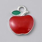 Alloy Enamel Pendants, Apple Charms, FireBrick, 18.5x15x3.5mm, Hole: 3mm(FIND-WH20007-24B-P)