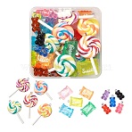 32Pcs Mixed Candy Pendant Kit for DIY Jewelry Making, Including Handmade Polymer Clay Lollipop & Resin Bear & Resin Candy Pendant, with Platinum Tone Iron Loop, Mixed Color, 32pcs/box(DIY-FS0001-97)