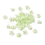 Glass Charms, Flower, with Platinum Tone Brass Loop & Glitter Powder, Gradient Color, Yellow Green, 11x11x7mm, Hole: 1.8mm(GLAA-G127-05B)