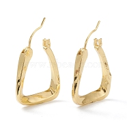 Brass Hoop Earrings, with Steel Pin, Long-Lasting Plated, Triangle, Real 18K Gold Plated, 21x20x3mm, Pin: 0.8mm(EJEW-A056-13G)