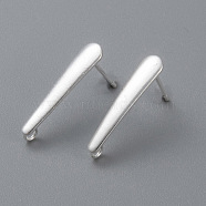 304 Stainless Steel Stud Earring Findings, with Loop, Silver, 20x4x3.5mm, Hole: 1.5mm, Pin: 0.9mm(STAS-H436-22S-A)