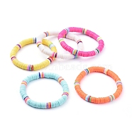 Kids Bracelets, Handmade Polymer Clay Heishi Beads Stretch Bracelets, Mixed Color,  Inner Diameter: 1-7/8 inch(4.8cm)(X-BJEW-JB05158-M)