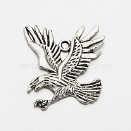Eagle/Hawk Charm Tibetan Style Zinc Alloy Pendants, Antique Silver, 35x32x1.5mm, Hole: 2.5mm(PALLOY-N0110-06AS)