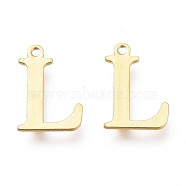 Vacuum Plating  304 Stainless Steel Charms, Laser Cut, Alphabet, Golden, Letter.L, 12x8.5x0.8mm, Hole: 1mm(STAS-H112-L-G)