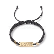 Clear Cubic Zirconia Word Love Link Bracelet for Valentine's Day, Golden, Inner Diameter: 2-1/8~3-1/2 inch(5.5~90cm)(BJEW-TA00193)