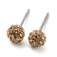 Valentines Day Gift for Her, 925 Sterling Silver Austrian Crystal Rhinestone Stud Earrings, Ball Stud Earrings, Round, 246_Lt. Colorado Topaz, 4mm(Q286I-246)