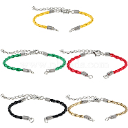 30Pcs Braided PU Leather Cord Bracelet Making, with Iron Findings and Alloy Lobster Claw Clasps, Platinum, Mixed Color, 170x3mm, Hole: 4mm(MAK-SC0001-30A)